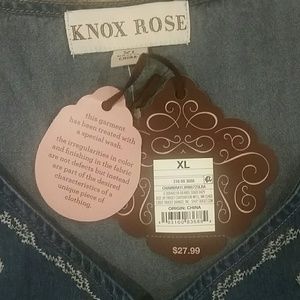 Knox Rose Tops - Knox Rose embroidered chambray blouse Knox Rose Tops - Knox Rose embroidered chambray blouse